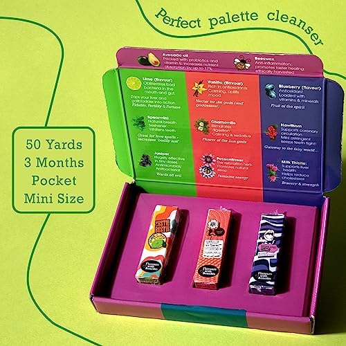 Expanding Thick Floss | Deep Cleans Gums with Woven Textured Floss | No More Bleeding Gums | Sensitive Flavors - Blueberry, Lime & Mint, Vanilla