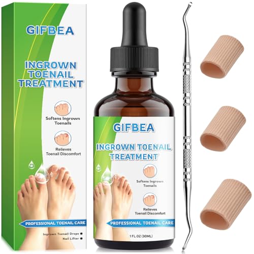 Ingrown Toenail Treatment w/Ingrown Toenail Drops Reliever & Softener,Double Sided Pedicure Nail Lifter Tool for Easy Trimming Care Thick Nail & Ingrown Toe Nail,Toenail Cleaner Kit for Men Women