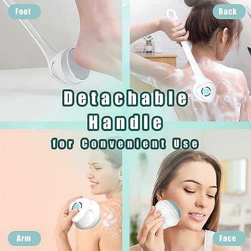Electric Body Scrubber for Shower - Rechargeable Waterproof Exfoliating Brush with 5 Replaceable Brush Heads, Deep Cleansing & Massage, Ideal for Sensitive Skin & Back Cleanser