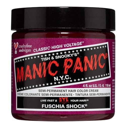 MANIC PANIC Classic Fuschia Shock Semi Permanent Hair Color - Dark Pink Hair Dye for Women & Men That Lasts 4-6 Weeks - Vegan, Ammonia & Cruelty-Free - Create & Mix Custom Shades (4oz)