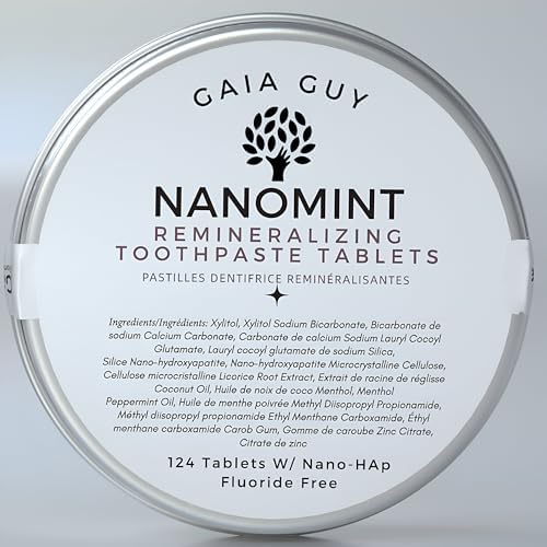 NanoMint | Remineralizing Toothpaste Tablets | Nano Hydroxyapatite Fluoride Free | 124 Toothpaste Tabs | Eco Friendly, Travel Mouthwash Tablets | Freshens Breath & Strengthens Tooth Enamel