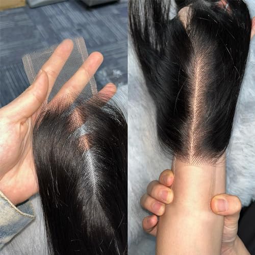 Brazilian 2x6 Human Hair Lace Closure HD Transparent 2x6 Body Wave Lace Closure Middle part Human Hair Kim K Closure With Baby Hair (16 inch)