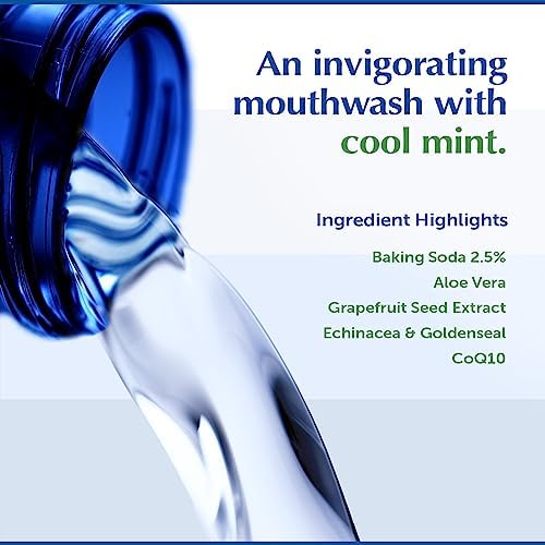 Eco-Dent Alcohol-Free Mouthwash, Mint - Ultimate Essential MouthCare, Oral Care Mouth Wash for Adults, Baking Soda Mouth Rinse with CoQ10/Herbs/Essential Oils, 8 Fl Oz (Pack of 6)