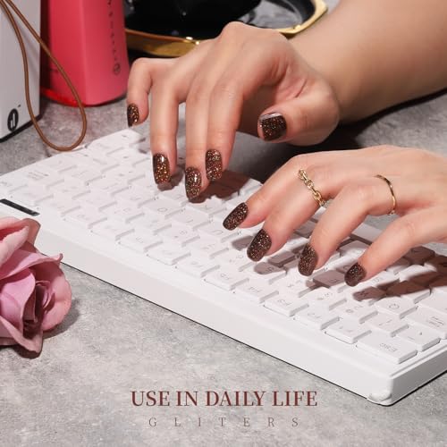 Teenitor Short Press on Nails,288PCS Glitter Square Press on Nails, Fake Nails, Short False Nails, Finger Nails