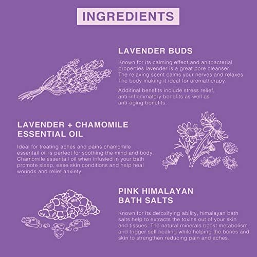 Pink Himalayan Bath Salt with Lavender - 100% Natural Aromatherapy and Relaxation - Lavender Grapefruit Essential Oil Bath Salts for Women Relaxing, Natural & Cleanse