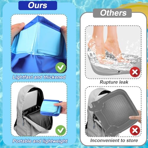Mity rain Pool Foot Bath - Inflatable-Free and Foldable, Foot Soaking Bath Basin Portable for Pool Entry, Swimming Pools above Ground Essentials Swimming Pool Clean Feet Accessories, Blue