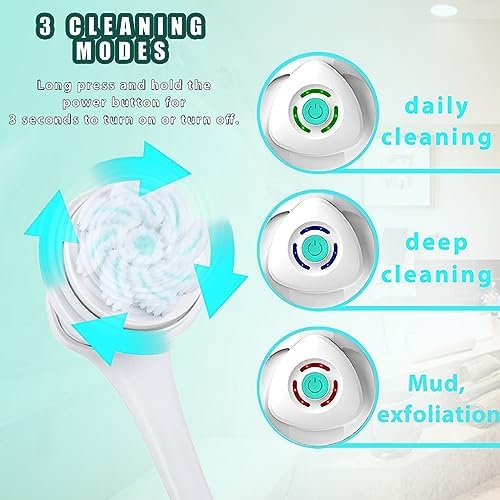 Electric Body Scrubber for Shower - Rechargeable Waterproof Exfoliating Brush with 5 Replaceable Brush Heads, Deep Cleansing & Massage, Ideal for Sensitive Skin & Back Cleanser