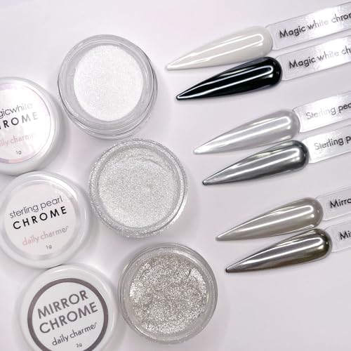 Daily Charme Chrome Effect No-Wipe Top Coat Gel Polish 15ml, High Gloss, Special Formula For Smooth Glazed Mirror Chrome Finish Long Lasting, Soak Off, Home DIY/Nail Art Salon Manicure
