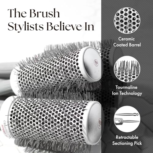 Olivia Garden Ceramic + Ion Speed XL Round Brush – 1 3/8" Extra-Long Thermal Barrel – Non-Electric Blowout Brush – CIXL-35