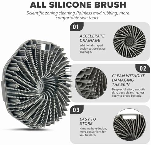 SCRUBBIES™ for Body,Food-Grade Soft Silicone, Body Scrubber Shower Brush Handheld Men and Women,Fit Sensitive Skin ，Gentle Exfoliating.2-Pack（Blue Standard Size）