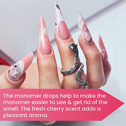 Mia Secret Monomer Drops Cherry Scent, 1oz - Odor Out Drops for Liquid Acrylic Monomer - Liquid Monomer Odor Neutralizer