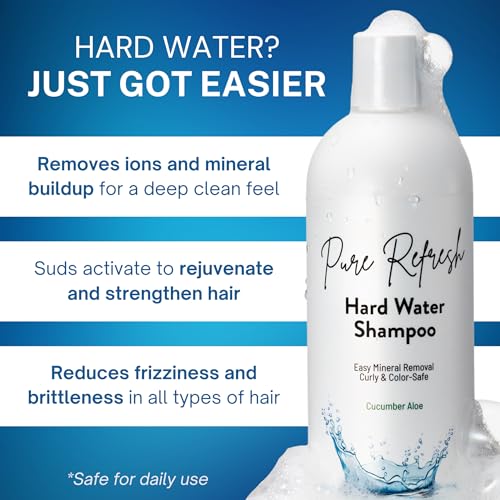 Pure Refresh Hard Water Shampoo – Removes Mineral Buildup from Well Water & Swimming Pools – Sulfate-Free Daily Hair Treatment – Safe for Men & Women – Made in USA (16 oz)