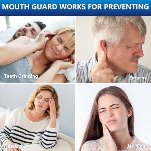 Mouth Guard for Grinding Teeth at Night, Night Guards for Bruxism, Mouthguards for Grinding of Teeth Nighttime, Dental Bite Guard for Adults of Clenching Teeth, 8 Pack with 12 Cleaning Tablets