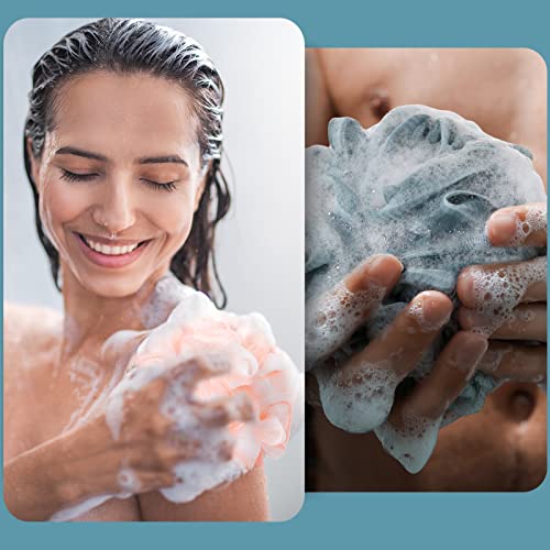 Shellwei 48 Pack Bath Sponge Shower Loofahs Bulk Pack 50g Soft Net Body Scrubber Shower Pouf Sponge Ball Body Mesh Pouf Exfoliating Bath Scrunchies for Men and Women