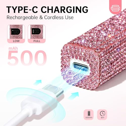 Flash Cure Handheld UV Light for Gel Nails Mini LED Nail Lamp Rechargeable Portable Nail Dryer Fast Curing DIY Pink Diamond