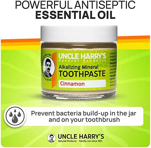 Uncle Harry's Cinnamon Remineralizing Toothpaste | Natural Whitening Toothpaste Freshens Breath & Promotes Enamel | Vegan Fluoride Free Paste (4 pack)