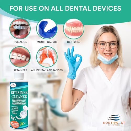 Ultrasonic Retainer Cleaner Solution Concentrate - Ultrasonic Denture Cleaner for Ultrasonic Machines - Cleans Mouthguards, Invisalign, and Nightguards - Updated Formula (Mint) (16 Ounces)