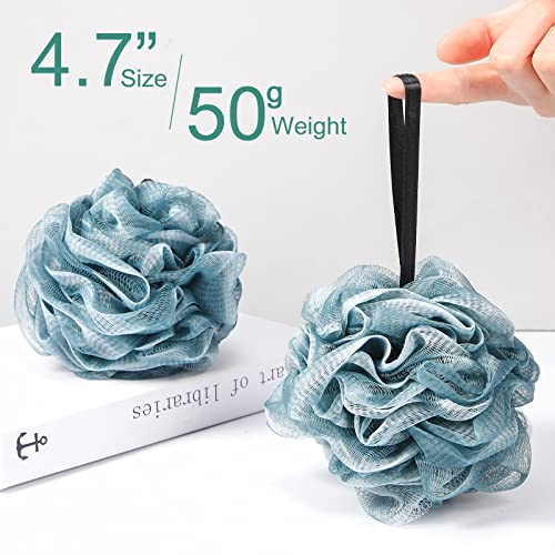 Shellwei 48 Pack Bath Sponge Shower Loofahs Bulk Pack 50g Soft Net Body Scrubber Shower Pouf Sponge Ball Body Mesh Pouf Exfoliating Bath Scrunchies for Men and Women