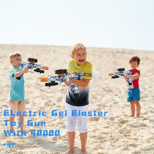 Electric Gel Ball Blaster, High Speed Automatic Splatter Ball Blaster with 60000+ and Goggles, JIFTOK Rechargeable Splatter Ball Toys for Outdoor Activities Shooting Game Party Favors-bl pstl