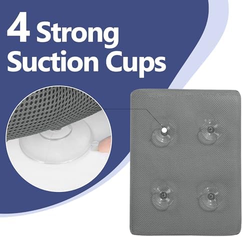 MABOZOO Bath Cushion for Tub with Powerful 4 Non-Slip Suction Cups,Quick Dry Mesh Bathtub Mat,Spa Pillow Bath Accessories for Adults Indoor Outdoor (Gray)