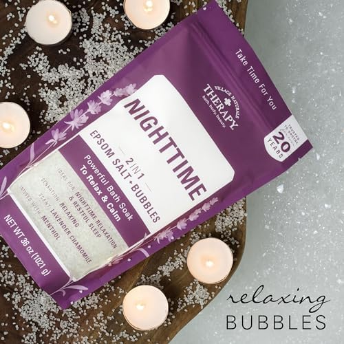 Village Naturals Therapy, Nighttime Foaming Epsom Soak, 36 Oz, Pack of 3