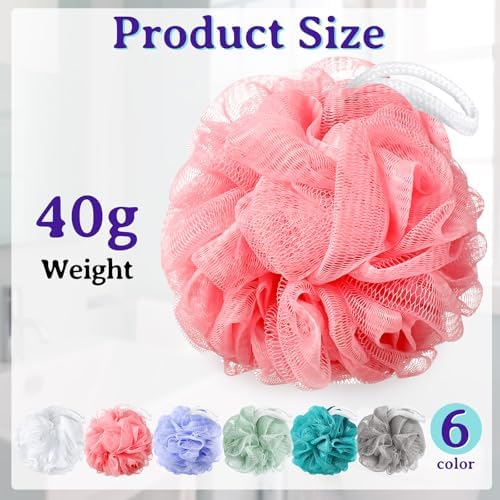 Umigy 36 Pcs Bath Sponge Shower 40g Loofahs Bulk Bath Luffas Exfoliating Body Scrubber Pack Soft Colorful Mesh Balls Puff Bathing Accessories for Men and Women Exfoliating Sponge