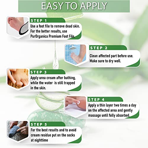 Urea 40% Foot Cream - Made in USA - Callus Remover - Moisturizes & Rehydrates Thick, Cracked, Rough, Dead & Dry Skin - For Feet, Elbows and Hands - With Pumice Stone and Brush