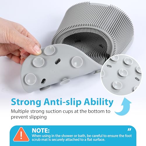 Enhon 2 Pack Shower Foot Scrubber, Silicone Foot Brush Cleaner with Non Slip Suction Cups, Clean, Exfoliate and Massage Feet No Bend in The Shower or Bath, Relax Your feet and Eliminate Fatigue