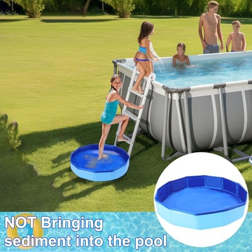 Mity rain Pool Foot Bath - Inflatable-Free and Foldable, Foot Soaking Bath Basin Portable for Pool Entry, Swimming Pools above Ground Essentials Swimming Pool Clean Feet Accessories, Blue