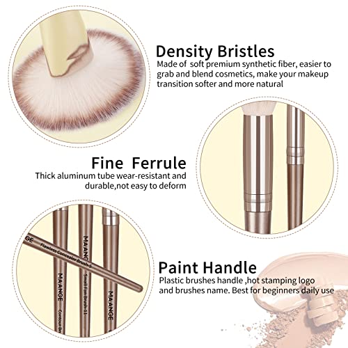 MAANGE Makeup Brush Set 23 Pcs Makeup Brushes Premium Synthetic Make up brushes Professional Face Powder Blush Pointed Eyeshadow Blending Brush Kit, Graduation Gift (Champagne)