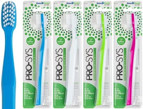 PRO-SYS® Soft Toothbrush for Adult with Sensitive Teeth & Gums, ADA Accepted, with 35-Tuft Wide Dupont® Tynex® Bristles, Pack of 4