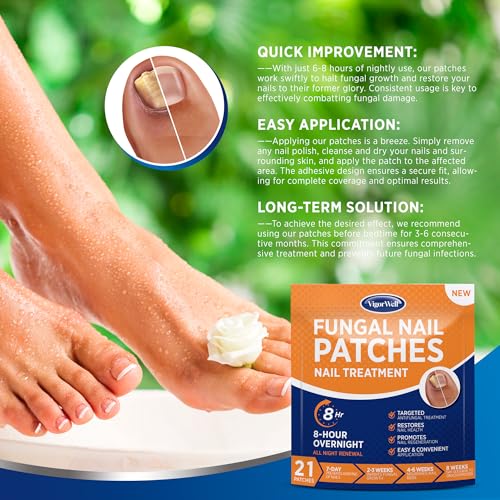 Toenail Fungus Treatment Extra Strength: (Large) 21 Patches with Hydrogel for Overnight Repair Fungus Nail Treatment For Toenail - Nighttime Nail Patches Visible Results in 8 Hours