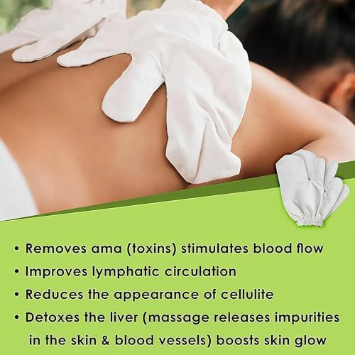 Raw Silk Garshana Gloves for Ayurvedic Dry Brushing & Body Exfoliation - Natural Massage Gloves with Elastic Wrist, Spa Bath & Home Wellness (2 PCS)
