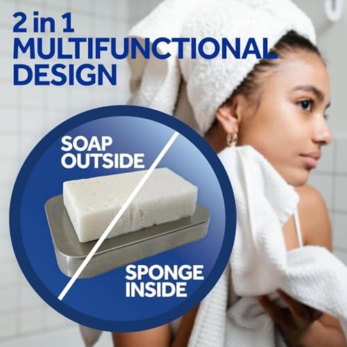 T.Taio Esponjabon Mother of Pearl Soap Sponge - Cleansing Shower Scrubber - Cleaning Bath Wash Scrub - Oil Removal - Massage & Lather Foot, Elbow, & Face - Bathroom Accessories (2-Pack)