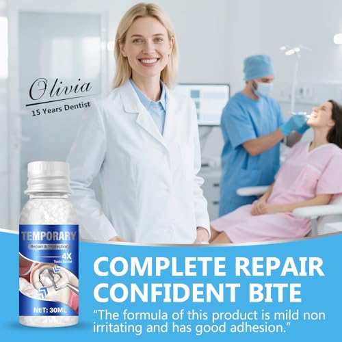 Tooth Repair Kit, Moldable Tooth Repair Kit for Broken Teeth Fixing & Missing Teeth Replacement, Safe & Effective Kit with 4 Dental Tools and 30 ml Repair Beads (Blue)