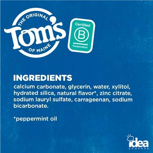 Tom's-of-Maine Antiplaque & Whitening, Peppermint, Natural Toothpaste, Fluoride-Free 4.5 oz (4-Pack 18 oz Total) Bonus Idea Shop USA Toothpaste Squeeze