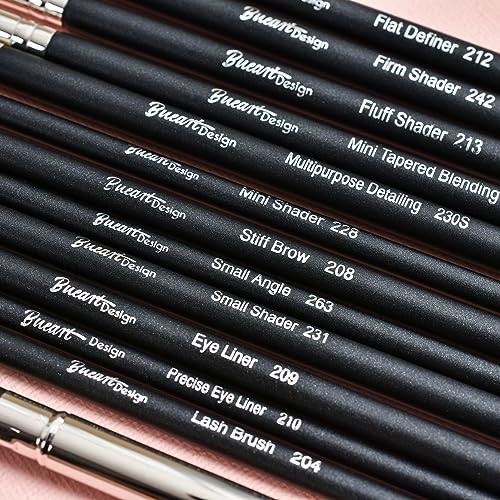 Makeup Artist MUST HAVES 42Pcs Makeup Brushes Set with Real Natural Goat Hair By BUEART DESIGN (42Pcs Matte Pearl Black)