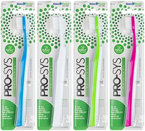 PRO-SYS® Soft Toothbrush for Adult with Sensitive Teeth & Gums, ADA Accepted, with 35-Tuft Wide Dupont® Tynex® Bristles, Pack of 4