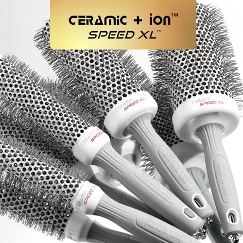Olivia Garden Ceramic + Ion Speed XL Round Brush – 1 3/8" Extra-Long Thermal Barrel – Non-Electric Blowout Brush – CIXL-35