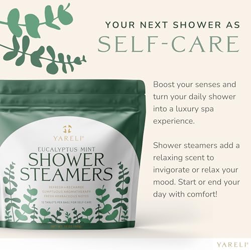 Shower Steamers for Sinus Relief, 12 Pack, for Women and Men - Aromatherapy and Self Care - Eucalyptus Mint