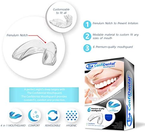 Pack of 6 Moldable Mouth Guard for Teeth Grinding Clenching Bruxism, Sport Athletic, Whitening Tray