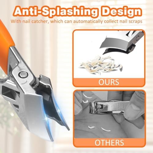 Wide Jaw Opening Anti-Splash Slanted Nail Clipper, 2025 Upgrade Fingernail and Toenail Clippers Clippers for Ingrown Nails, Curved Toenail Clippers Wide Jaw Toenail Clippers (Black)