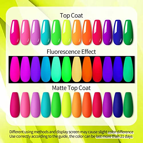 UR SUGAR Neon Gel Nail Polish Set, 12 Colors Hot Pink Orange Yellow Green Blue Red Purple Neon Pastel Color Spring Summer Nail Polish Kit Fluorescent Gel Polish Set for Home DIY Manicure Nail Salon
