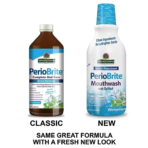Nature's Answer Periobrite Winter Mint Mouthwash | Promotes Healthy Teeth & Gums| Fights Bad Breath | Fluoride-Free, Alcohol-Free, Gluten-Free & Vegan| No Artificial Preservatives 16oz