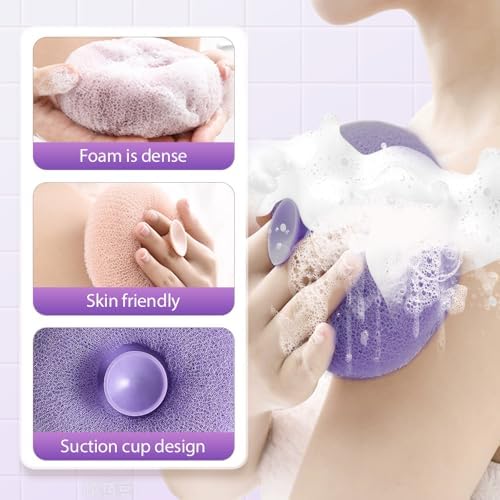 Super Soft Sunflower Suction Cup Bath Ball, 2025 Upgraded 2-in-1 Exfoliating Shower Brushes, Sponge Mesh Pouf Shower Ball with Suction Cup for Men and Women (Set 1)