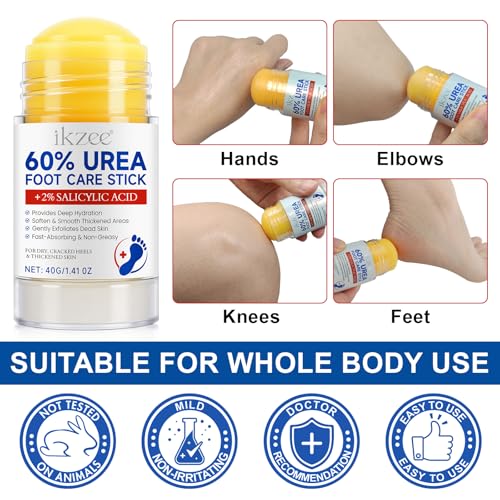 Urea 60 Percent Foot Cream Foot Care Stick Moisturizer for Dry Cracked Heels Feet Knees Elbows Hands, Foot Lotion Hydrates & Nourish Softens Skin Exfoliates Dead Skin Women and Men - 2PCS