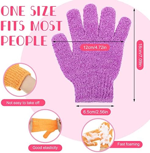 Tegeme 50 Pcs Exfoliating Gloves for Body, Double Sided Exfoliating Bath Shower Gloves for Women Deep Clean Skin for Spa Massage Beauty Skin Shower Scrubber Bathing Accessories(13 Colors)