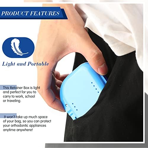 Tanlade 80 Pcs Dental Retainer Case with Vent Holes 3.4 x 2.8 x 1.1in Mouth Guard Case Assorted Retainer Holder False Teeth Container for Aligners, Travel,Night Guards, 10 Colors
