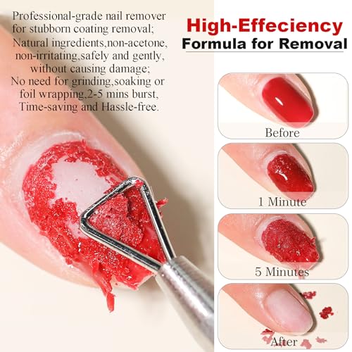 Gel Nail Polish Remover,2PCS/45ML,Quickly and Easily Remove Gel Polish at Home,Contains Roll-on Cuticle Oil,2X Cuticle Pusher and Nail File, Not Damage to Nails,No Need to Wrap or Soak