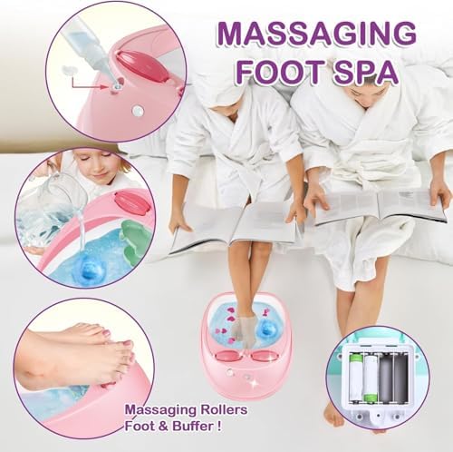 Spa Day Gift Set for Girls, Christmas Birthday Gift Nail Art Salon Sensory Beads Foot Spa Accessories Kit, Foot Soak Tub for Ages 5 6 7 8 9 10-12 Year Old Girl Gifts (girls)